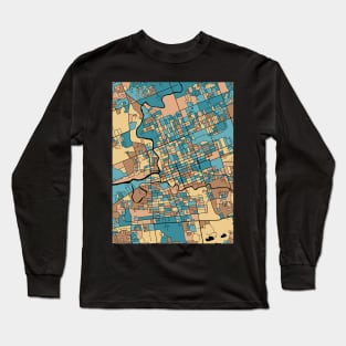 London Map Pattern in Mid Century Pastel Long Sleeve T-Shirt